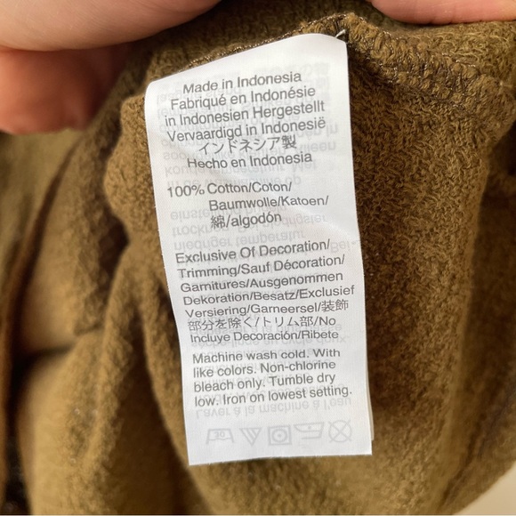 Madewell Texture & Thread green mock neck long sleeve top w/ruffles, size medium - Picture 2 of 6